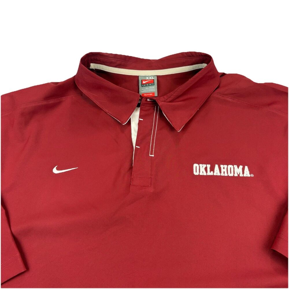 Oklahoma Sooners Nike Fit Dry Polo Shirt Mens 2XL Red BCS Championship 2009